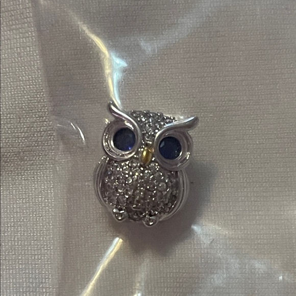 Sterling Silver 925 Pandora Owl Charm with Blue Gem Eyes - Picture 10 of 10